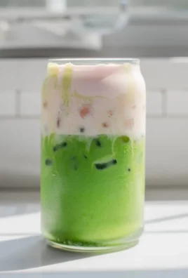 Starbucks Iced Matcha Latte with Strawberry Cold Foam in a glass