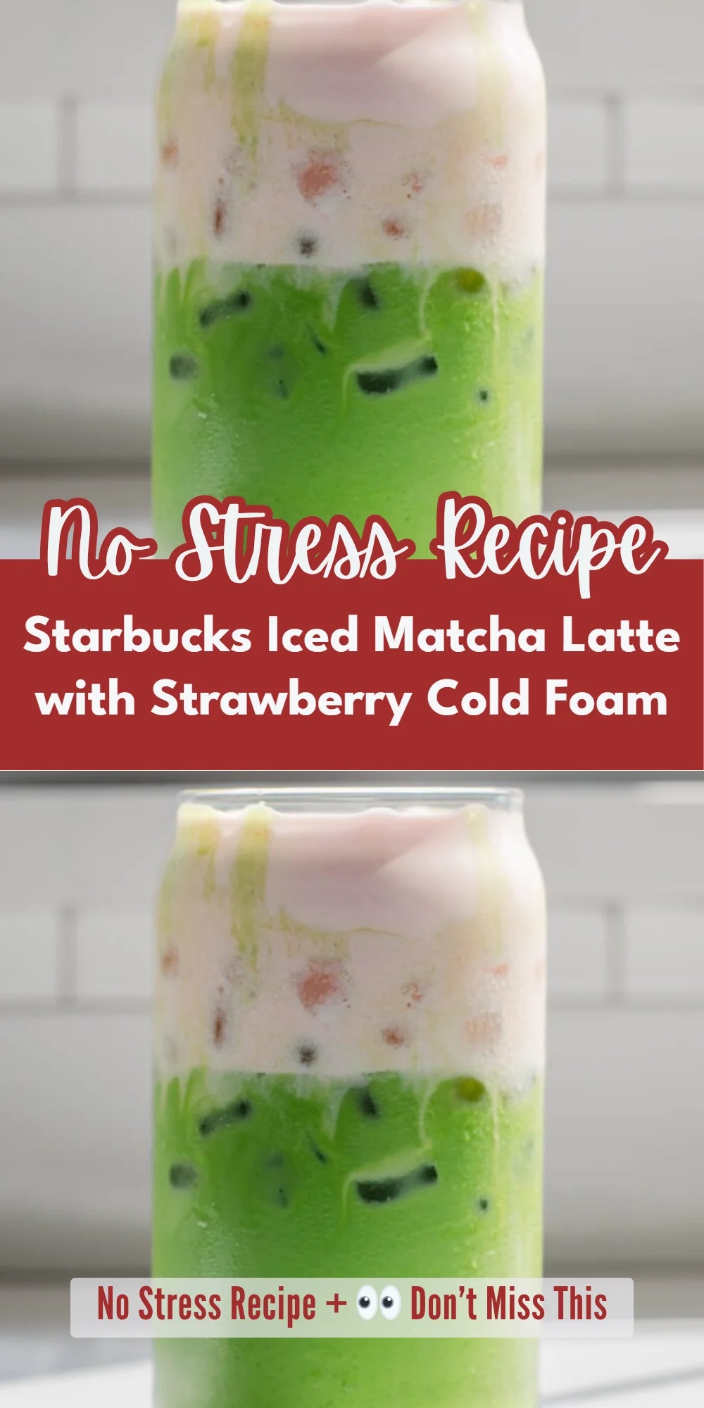 Starbucks Iced Matcha Latte with Strawberry Cold Foam