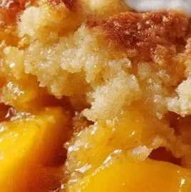 Delicious triple crust peach cobbler with fresh peaches and flaky pastry crust.
