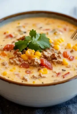 Delicious creamy cowboy soup served in a bowl, garnished with herbs.