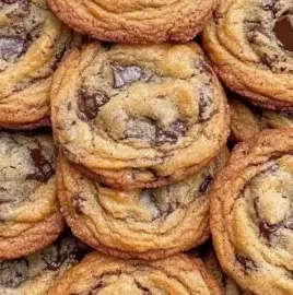 Delicious crispy chewy chocolate chip cookies on a baking tray.
