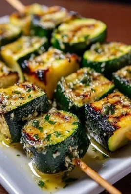 Delicious Garlic Butter Zucchini Skewers ready to grill.