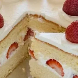 Japanese Strawberry Shortcake with fresh strawberries and whipped cream