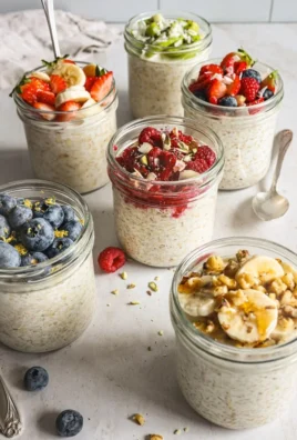 Bowl of delicious Overnight Oats topped with fruits and nuts for a healthy breakfast
