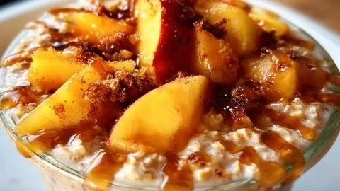 Peach Cobbler Overnight Oats