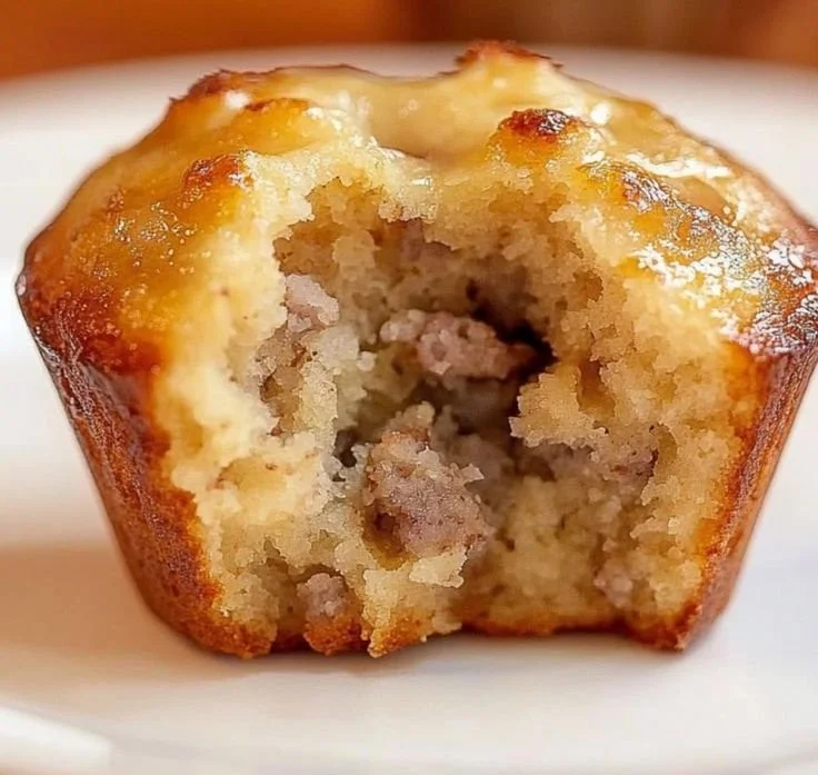 Delicious sausage pancake bites on a plate, perfect for breakfast.